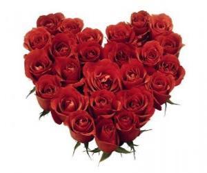 Puzzle Καρδιά από κόκκινα τριαντάφυλλα